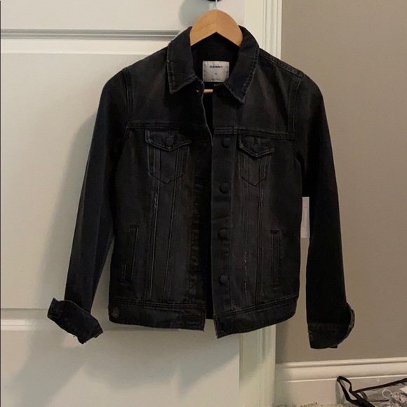 NEW black/distressed/denim jacket from OLD NAVY
